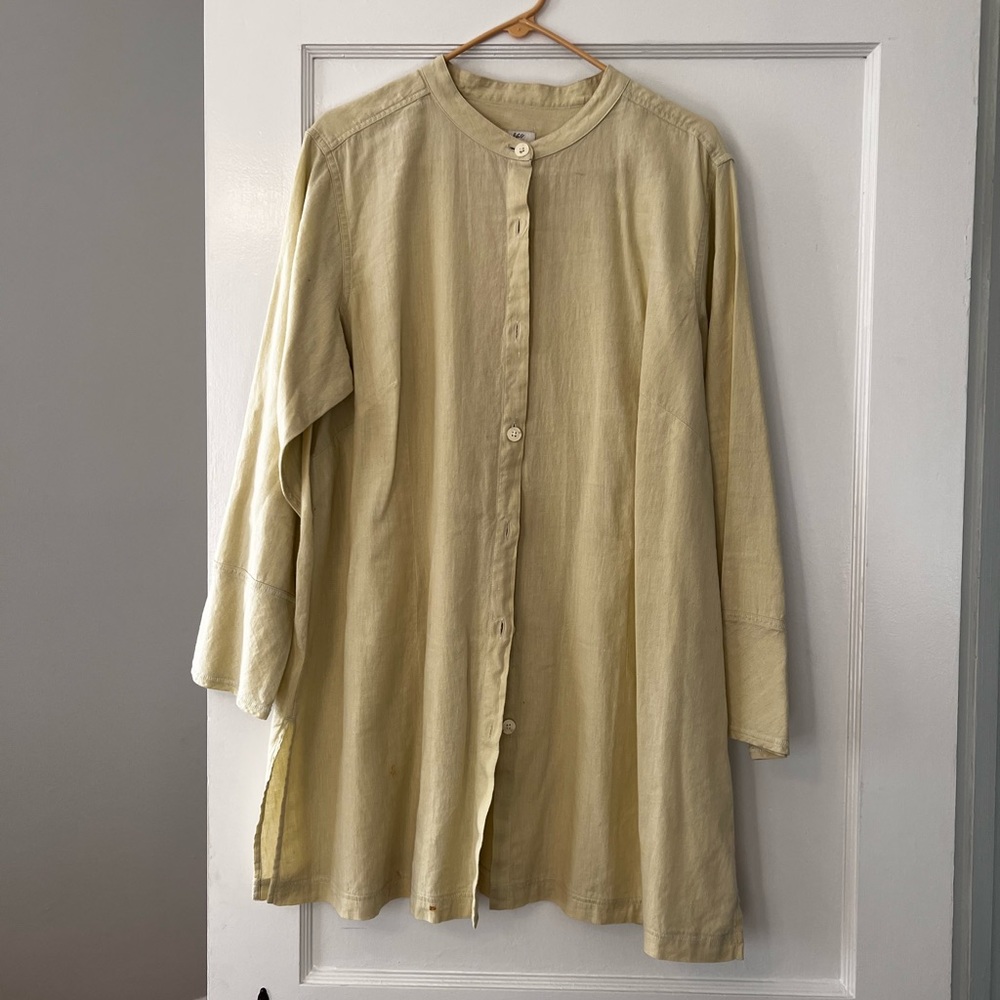 cold water creek top without tags 1xl cream tan color  linen and side slits